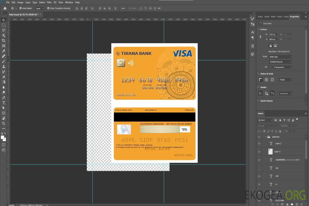 Carte visa bancaire Albanie Tirana template Carte visa bancaire Albanie Tirana template